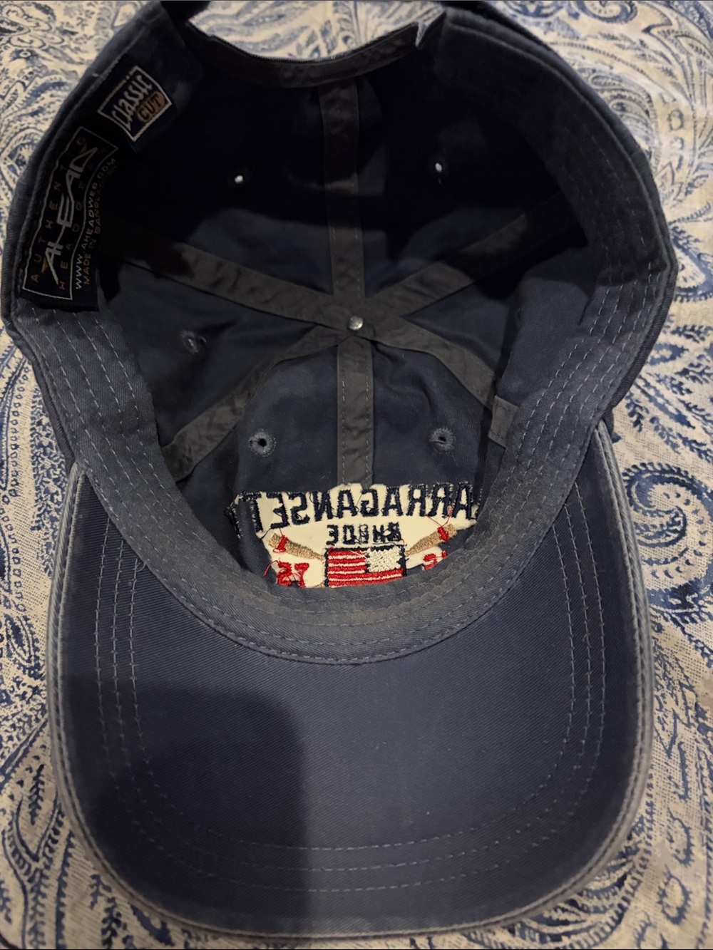 Head Navy & White Classic Baseball Cap - Authentic Headgear. Narragansett RI - Picture 4 of 5